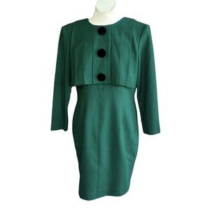 Depeche Mode Vintage Forest Green Modest Executive Dress Size 12 Petite